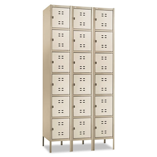 Three-column Box Locker, 36w X 18d X 78h, Two-tone Tan