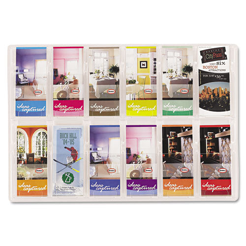 Reveal Clear Literature Displays, 12 Compartments, 30w X 2d X 20.25h, Clear