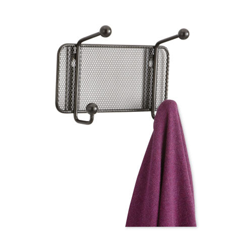 Onyx Mesh Wall Racks, 2-hook, 8.5w X 3d X 5.5h, Black