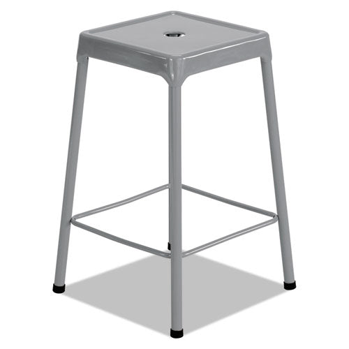 Counter-height Steel Stool, Backless, Supports Up To 250 Lb, 25" Seat Height, Black
