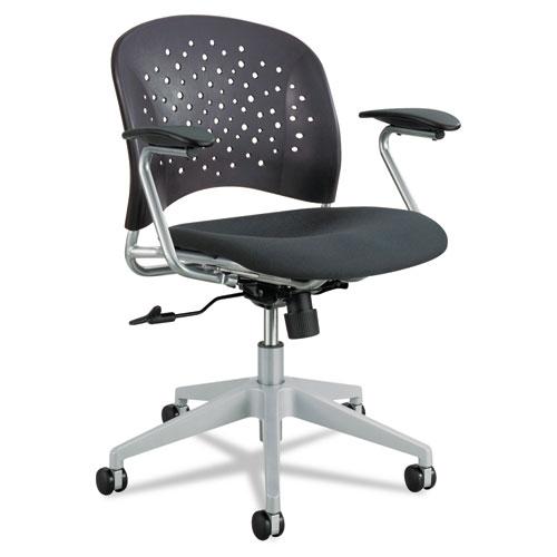 Reve Round Back Task Chair, Supports Up to 250 lb, 18" to 22.5" Seat Height, Black Seat/Back, Silver Base