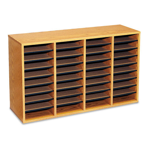 Wood/laminate Literature Sorter, 24 Compartments, 39.25 X 11.75 X 16.38, Gray