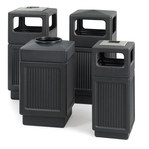 Canmeleon Recessed Panel Receptacles, Side-open, 38 Gal, Polyethylene, Black