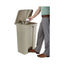 Large Capacity Plastic Step-on Receptacle, 23 Gal, Plastic, Tan