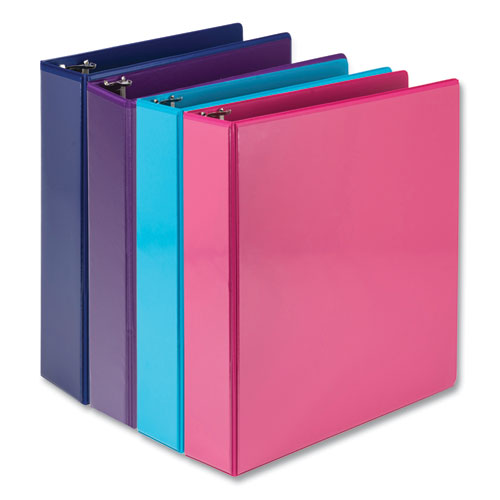 Durable D-ring View Binders, 3 Rings, 2" Capacity, 11 X 8.5, Blueberry/blue Coconut/dragonfruit/purple, 4/pack
