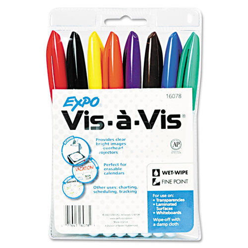 Vis-a-vis Wet Erase Marker, Fine Bullet Tip, Black, Dozen