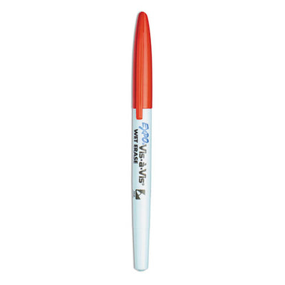 Vis-a-vis Wet Erase Marker, Fine Bullet Tip, Red, Dozen