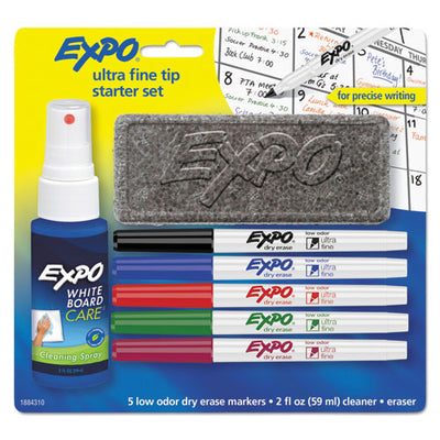 Low-odor Dry Erase Marker Starter Set, Extra-fine Needle Tip, Assorted Colors, 5/set