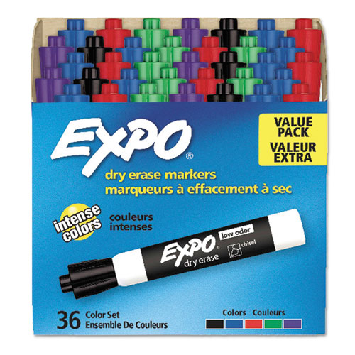 Low-odor Dry-erase Marker Value Pack, Broad Chisel Tip, Black, 36/box