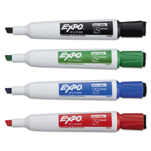 Magnetic Dry Erase Marker, Broad Chisel Tip, Assorted Colors, 4/pack