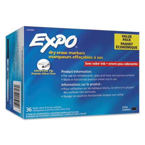 Low-odor Dry Erase Marker Office Value Pack, Extra-fine Needle Tip, Black, 36/pack