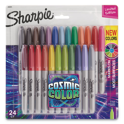 Cosmic Color Permanent Markers, Medium Bullet Tip, Assorted Cosmic Colors, 5/pack
