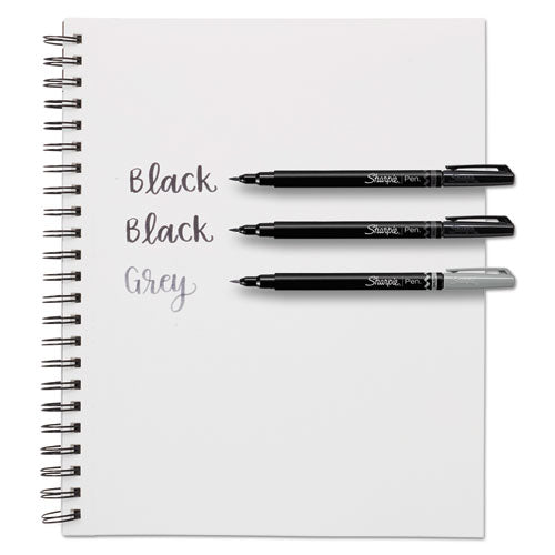 Brush Tip Pens, Fine Brush Tip, Black, Dozen