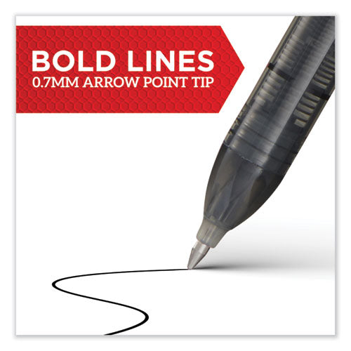 Professional Design Roller Ball Pen, Stick, Medium 0.7 Mm, Black Ink, Black Barrel, Dozen