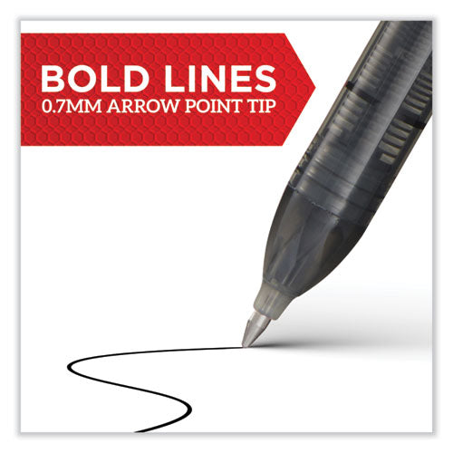 Professional Design Roller Ball Pen, Stick, Medium 0.7 Mm, Blue Ink, Black Barrel, Dozen