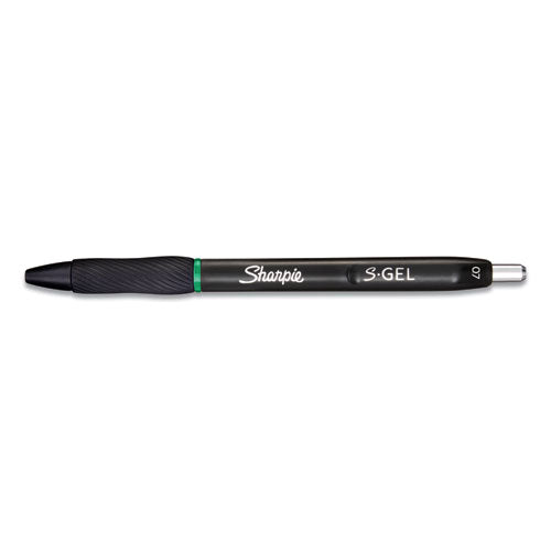 S-gel High-performance Gel Pen, Retractable, Medium 0.7 Mm, Green Ink, Black Barrel, Dozen
