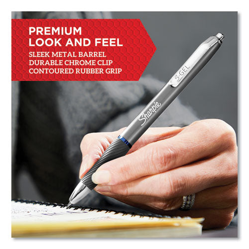 S-gel Premium Metal Barrel Gel Pen, Retractable, Medium 0.7 Mm, Black Ink, Gun Metal Gray Barrel, Dozen