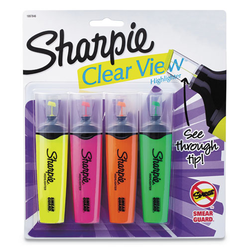 Clearview Tank-style Highlighter, Assorted Ink Colors, Chisel Tip, Assorted Barrel Colors, 12/pack
