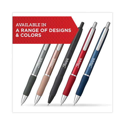 S-gel Premium Metal Barrel Gel Pen, Retractable, Medium 0.7 Mm, Black Ink, Black Barrel, 4/pack