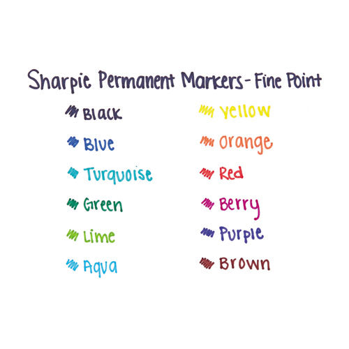 Fine Tip Permanent Marker, Fine Bullet Tip, Assorted Colors, 12/set