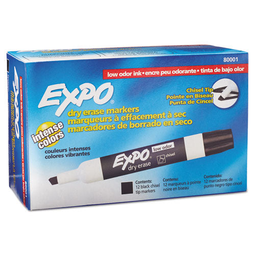 Low-odor Dry-erase Marker, Broad Chisel Tip, Black, Dozen