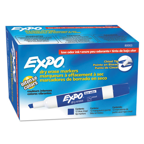 Low-odor Dry-erase Marker, Broad Chisel Tip, Blue, Dozen