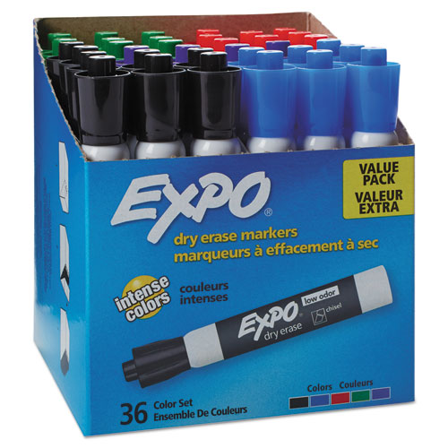 Low-odor Dry-erase Marker, Broad Chisel Tip, Assorted Colors, 8/set