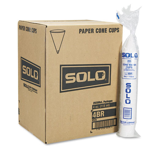 Cone Water Cups, Cold, Paper, 4 Oz, White, 200/bag, 25 Bags/carton