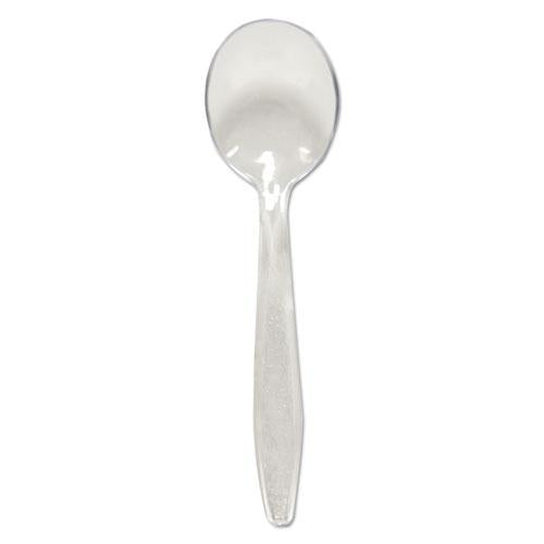 Guildware Extra Heavyweight Plastic Cutlery, Soup Spoons, Clear, 1,000/Carton