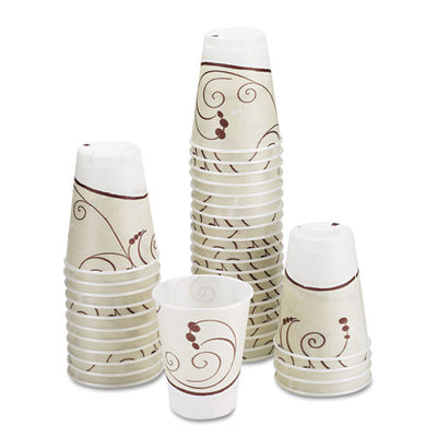 Trophy Plus Dual Temperature Insulated Cups In Symphony Design, 12 Oz, Beige, 100/pack