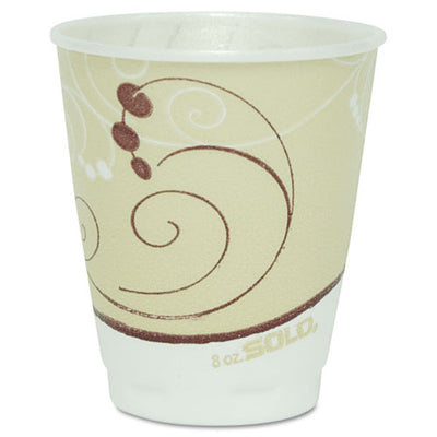 Trophy Plus Dual Temperature Insulated Cups In Symphony Design, 8 Oz, Beige, 1,000/carton