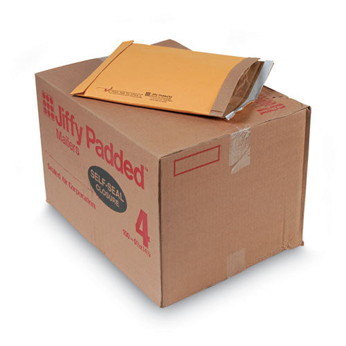 Jiffy Padded Mailer, #4, Paper Padding, Self-adhesive Closure, 9.5 X 14.5, Natural Kraft, 100/carton