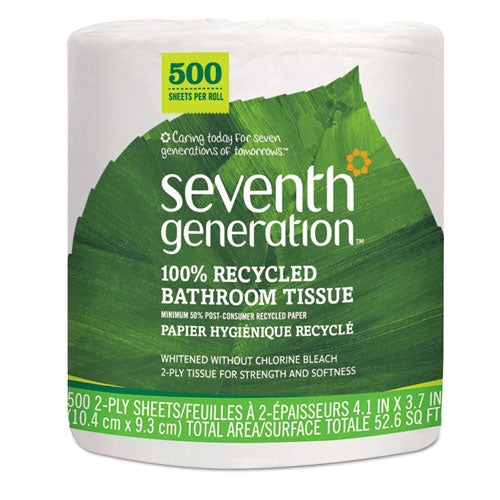100% Recycled Bathroom Tissue, Septic Safe, 2-ply, White, 240 Sheets/roll, 12 Rolls/pack, 4 Packs/carton