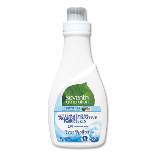 Natural Liquid Fabric Softener, Free And Clear, 42 Loads, 32 Oz Bottle, 6/carton