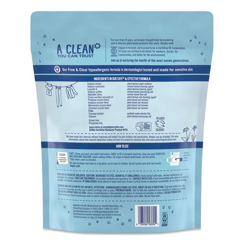 Natural Laundry Detergent Packs, Powder, Unscented, 45 Packets/pack, 8/carton
