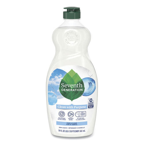 Natural Dishwashing Liquid, Free And Clear, 19 Oz Bottle, 6/carton