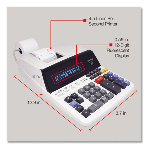 El1197piii Two-color Printing Desktop Calculator, Black/red Print, 4.5 Lines/sec