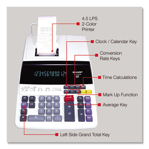 El1197piii Two-color Printing Desktop Calculator, Black/red Print, 4.5 Lines/sec