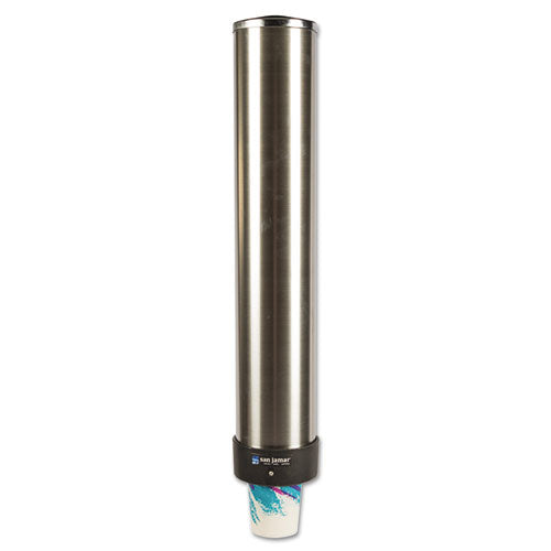 Large Water Cup Dispenser With Removable Cap, For 12 Oz To 24 Oz Cups, Stainless Steel
