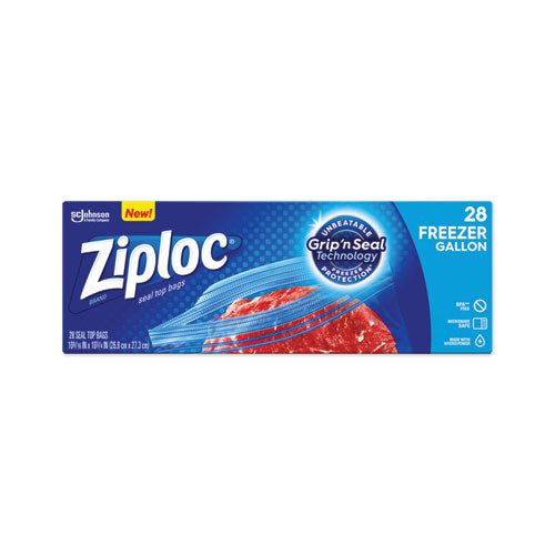 Zipper Freezer Bags, 1 Gal, 2.7 Mil, 9.6" X 12.1", Clear, 28/box