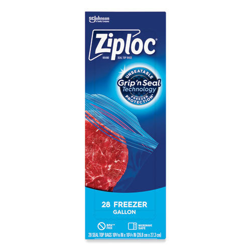 Zipper Freezer Bags, 1 Gal, 2.7 Mil, 9.6" X 12.1", Clear, 28/box