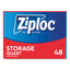 Double Zipper Storage Bags, 1 Qt, 1.75 Mil, 9.63" X 8.5", Clear, 48/box