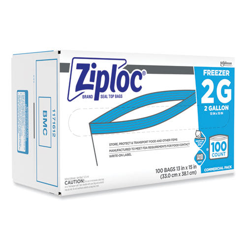 Double Zipper Freezer Bags, 2 Gal, 2.7 Mil, 13" X 15.5", Clear, 100/carton