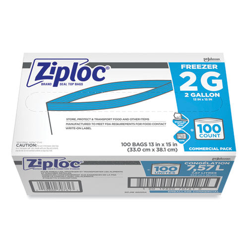 Double Zipper Freezer Bags, 2 Gal, 2.7 Mil, 13" X 15.5", Clear, 100/carton