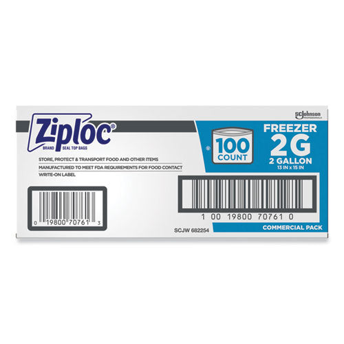 Double Zipper Freezer Bags, 2 Gal, 2.7 Mil, 13" X 15.5", Clear, 100/carton