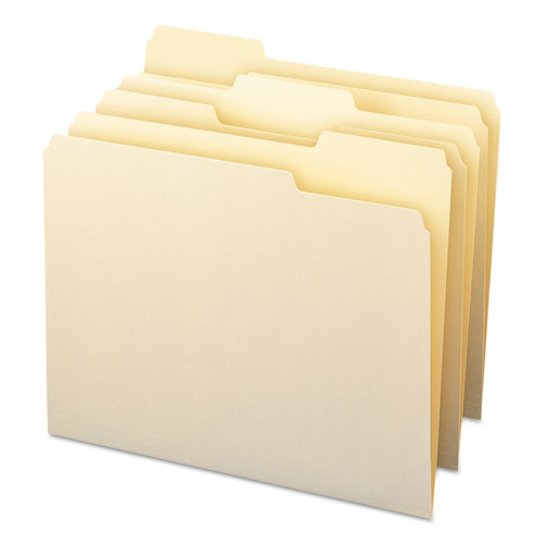 Top Tab File Folders With Antimicrobial Product Protection, 1/3-cut Tabs: Assorted, Letter, 0.75" Expansion, Manila, 100/box