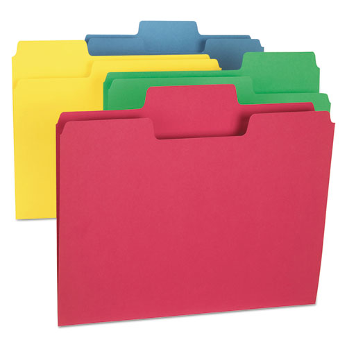 Supertab Colored File Folders, 1/3-cut Tabs: Assorted, Letter Size, 0.75" Expansion, 14-pt Stock, Assorted Colors, 50/box