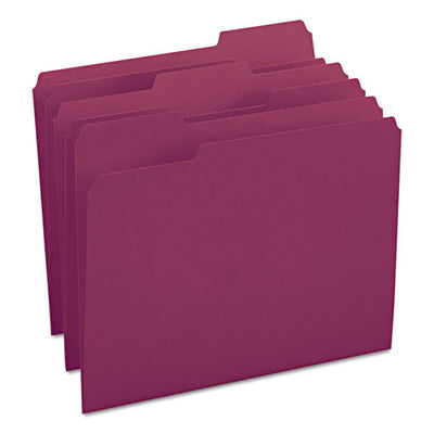 Colored File Folders, 1/3-cut Tabs: Assorted, Letter Size, 0.75" Expansion, Maroon, 100/box