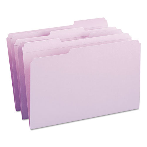 Reinforced Top Tab Colored File Folders, 1/3-cut Tabs: Assorted, Legal Size, 0.75" Expansion, Lavender, 100/box