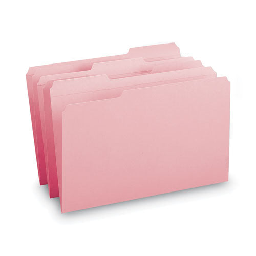 Reinforced Top Tab Colored File Folders, 1/3-cut Tabs: Assorted, Legal Size, 0.75" Expansion, Pink, 100/box